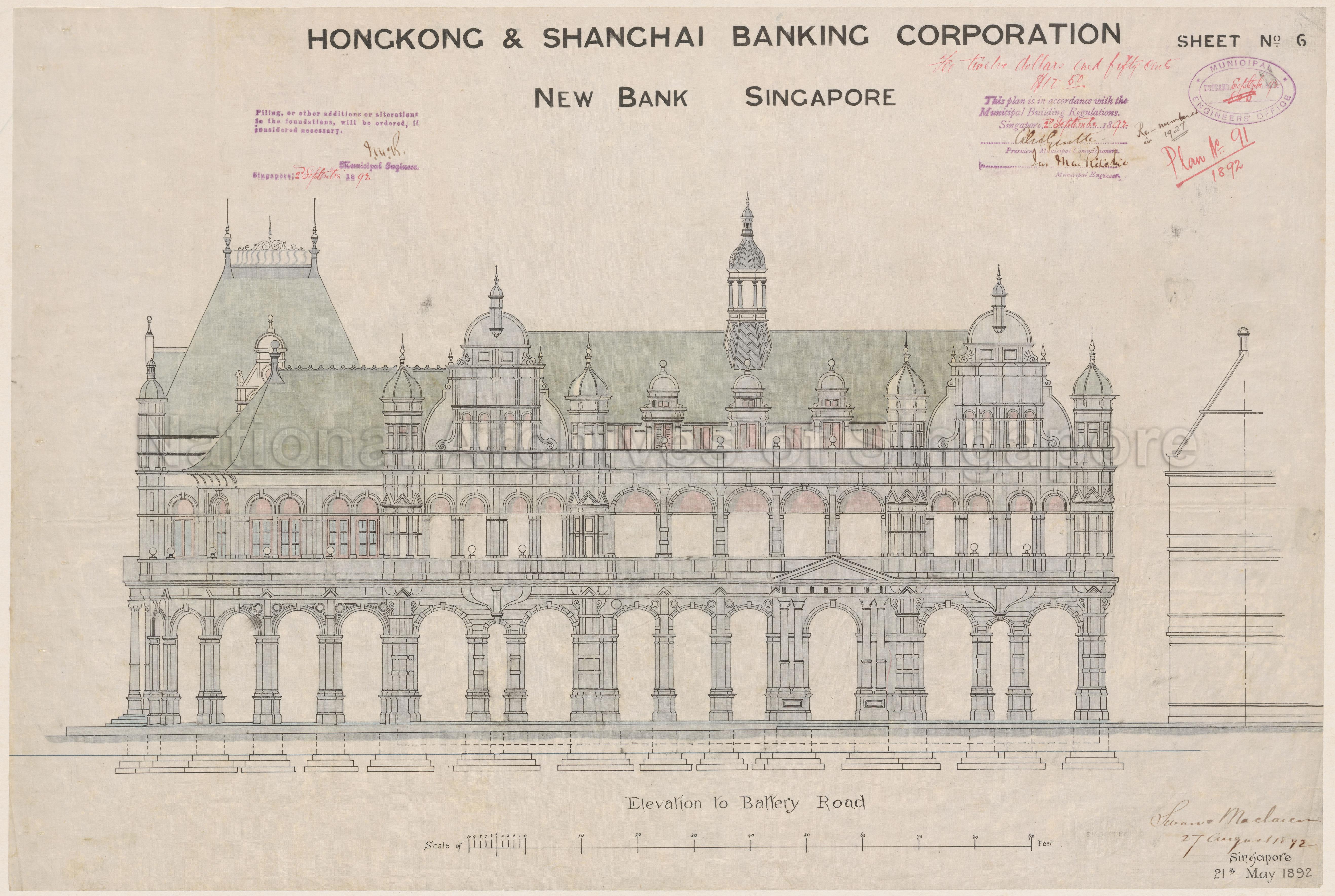 HONG KONG & SHANGHAI BANK CORPORATION - NEW BANK, ELEVATION  …