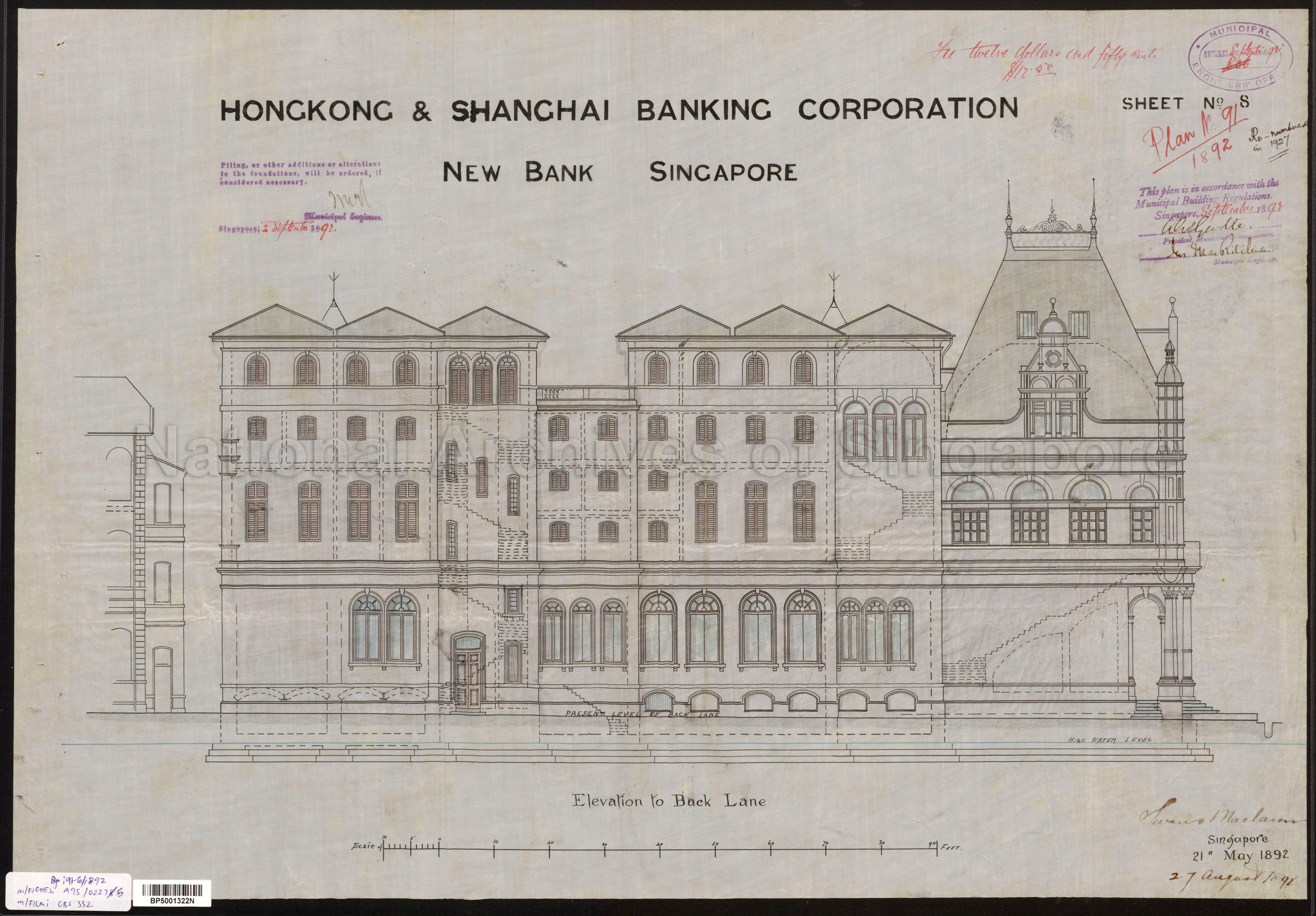 HONG KONG & SHANGHAI BANK CORPORATION - NEW BANK, ELEVATION  …