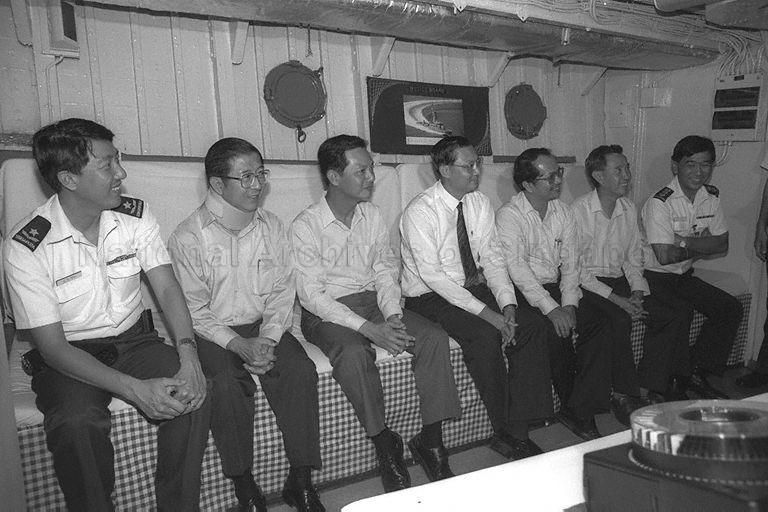 Taken at: Visit to Pulau Brani Navy Base by Minister for Defence Dr Yeo Ning Hong Pictured: Minister for Defence Dr Yeo Ning Hong, Political Secretary for Community Development Zulkifli bin Mohammed and Chief of Navy Rear-Admiral Teo Chee Hean