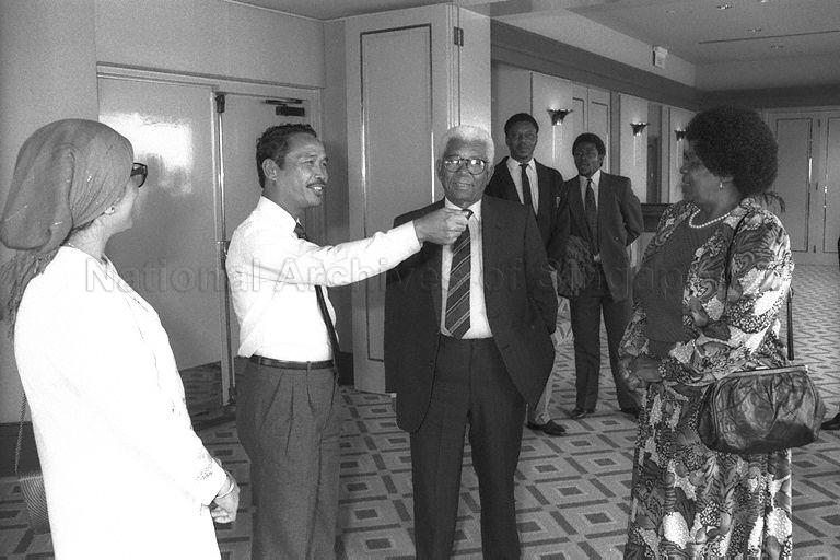 Taken at: Lunch hosted by Parliamentary Secretary of the Ministry of Foreign Affairs Yatiman Yusof for Deputy President of African National Congress (ANC) Walter Max Ulyate Sisulu at Westin Hotel Pictured: Parliamentary Secretary for Foreign Affairs Yatiman Yusof, his wife Mrs Yatiman Yusof, Deputy President of ANC Walter Max Ulyate Sisulu, and his wife Mrs Walter Max Ulyate Sisulu