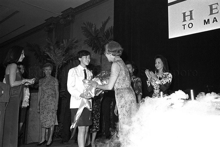 Taken at: Methodist Girls' School (MGS) Building fundraising dinner at Shangri-La Hotel Pictured: Mrs Lee Kuan Yew, wife of Guest-of-Honour Senior Minister Lee Kuan Yew and Principal of Methodist Girls' School (MGS) Mrs Anna Tham