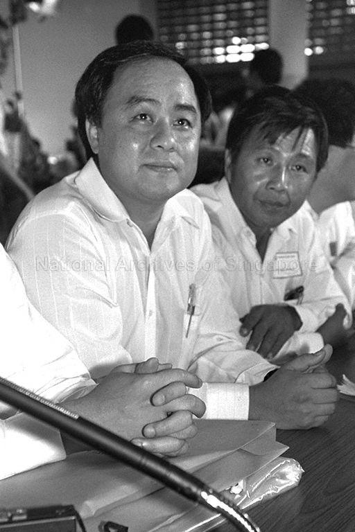 National Solidarity Party (NSP) candidate Tan Chee Kien (left) at press conference held at Tao Nan School on nomination day for by-election in Marine Parade Group Representation Constituency (GRC)