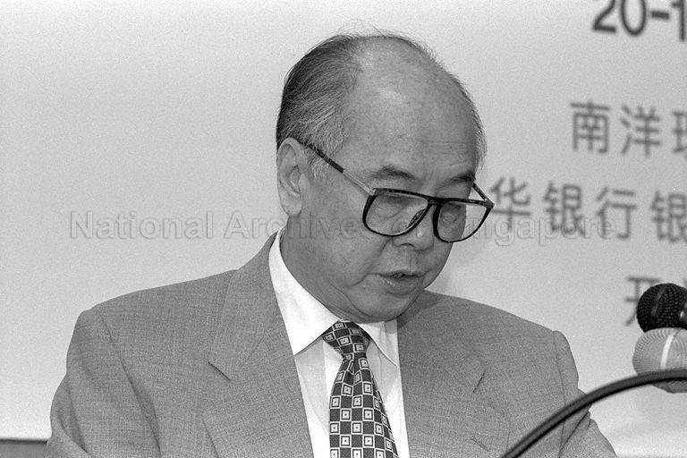 Close-up view of Chairman of United Overseas Bank (UOB) Wee Cho Yaw speaking at launch of UOB professorship in banking at Nanyang Technological University (NTU) held at UOB Plaza penthouse