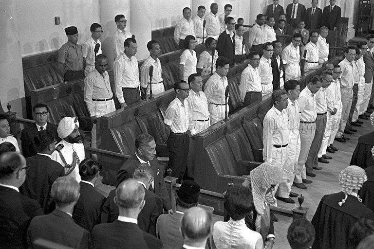 President Yusof Ishak arriving for opening of first Singapore Parliament. The President was designated President through Constitution (Amendment) Bill on 22 December 1965.