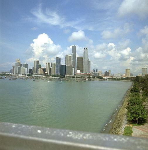 Tanjong Pagar/Raffles Place financial district - tallest buildings are Overseas Union Bank (OUB) Centre (left) and United Overseas Bank (UOB) Plaza One (right)
