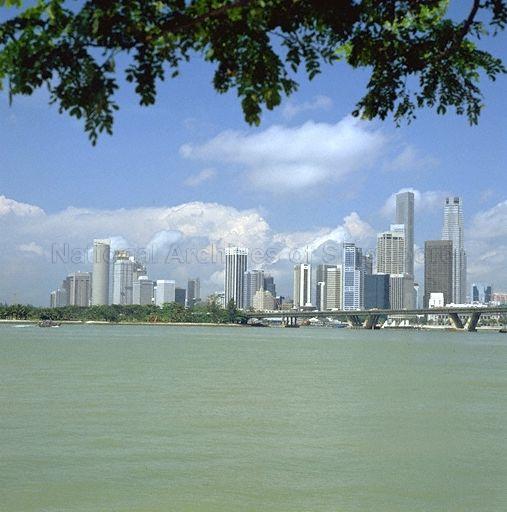 Benjamin Sheares Bridge and Tanjong Pagar/Raffles Place financial district