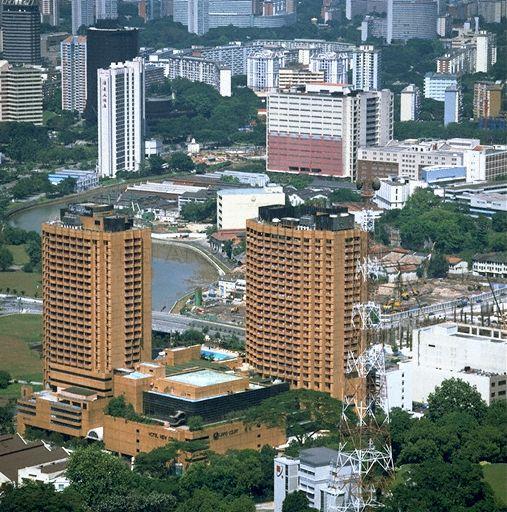 View from Westin Hotel - View of Liang Court Complex (orange building in the foreground) and Singapore River in the background