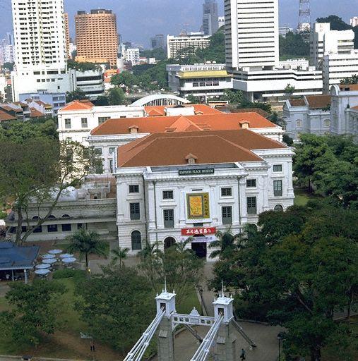 View from Fullerton Building - View of Empress Place Museum and Cavenagh Bridge in the foreground