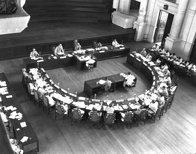 Meeting of the Singapore Legislative Council which was presided over by the Governor of Singapore J F Nicoll for the first time