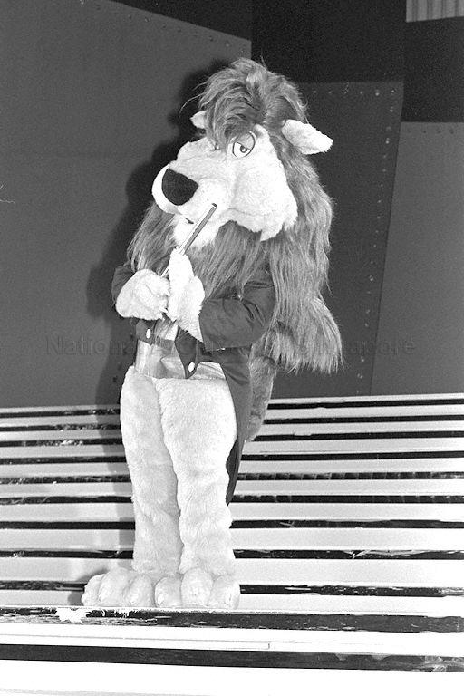Jazz-O, the lion mascot for Sing Singapore, at official launch of the singing campaign held at the Padang