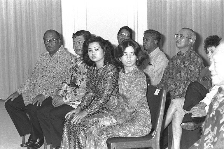 Malaysian princesses at the ceremony in Istana where their father, Yang di-Pertuan Agong of Malaysia, His Majesty Sultan Iskandar of Johor, conferred on First Deputy Prime Minister and Minister for Defence Goh Chok Tong the title of Dato'