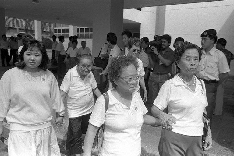Supporters of People's Action Party (PAP) streaming into Singapore Conference Hall on nomination day for the General Election on 3 September 1988