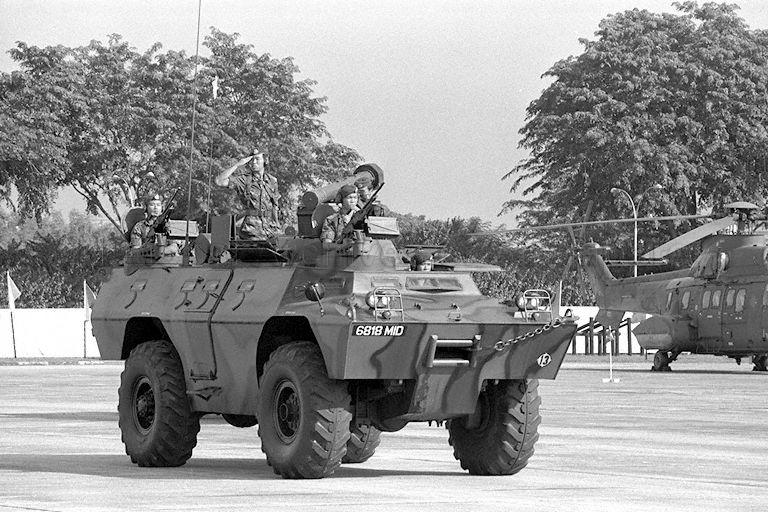 Parade of Singapore Air Defence Artillery vehicles and weapon systems to mark 20th anniversary of Republic of Singapore Air Force (RSAF) held at Paya Lebar Airport