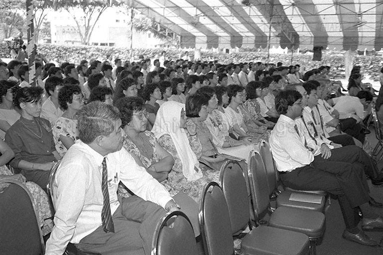 Guests at Texas Instruments' twentieth anniversary celebrations held at its Bendemeer plant