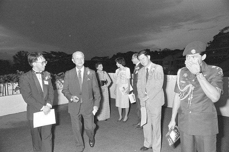 President and Mrs Wee Kim Wee touring King Edward VII Hall at National University of Singapore (NUS), Kent Ridge, during its opening