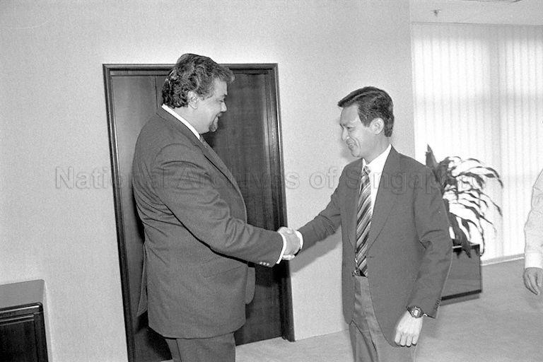 Indonesia's Director-General of Tourism Joop Ave (left) calling on Communications and Information Minister and Second Defence Minister (Policy) Dr Yeo Ning Hong (right) at Port of Singapore Authority Building