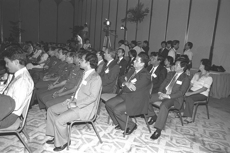 Guests attending "Gift to the Nation" presentation ceremony at Shangri-La Hotel where this year's National Day song "Count on me Singapore" is presented by Fraser & Neave (sponsor of song) to First Deputy Prime Minister and Minister for Defence Goh Chok Tong who is receiving the song on behalf of the nation.