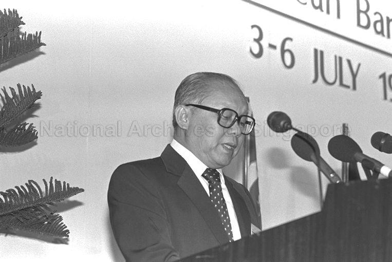 Chairman of the ASEAN Banking Council and Association of Banks in Singapore Lee Hee Seng speaking during opening of 6th ASEAN Banking Conference at Mandarin Hotel