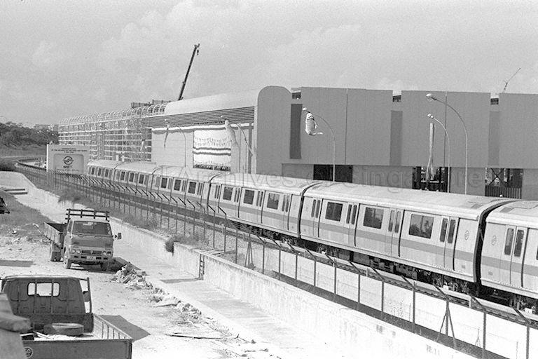 View of the first two mass rapid transit trains delivered to Bishan Depot