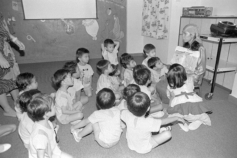 Lesson in progress at Taman Bacaan Child Care and Development Centre at Block 542, Bedok North Street 3.