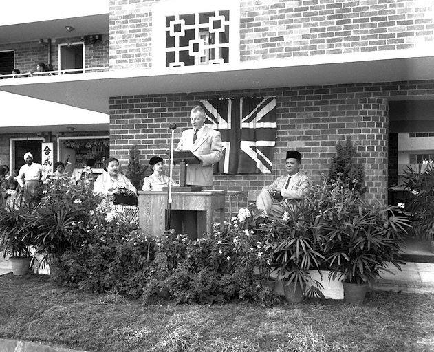 Official delivering speech during opening of "Forfar House"