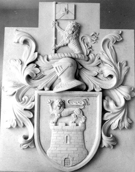 Coat of Arms of Colony of Singapore, sculpted by Italian sculptor Rodolfo Nolli