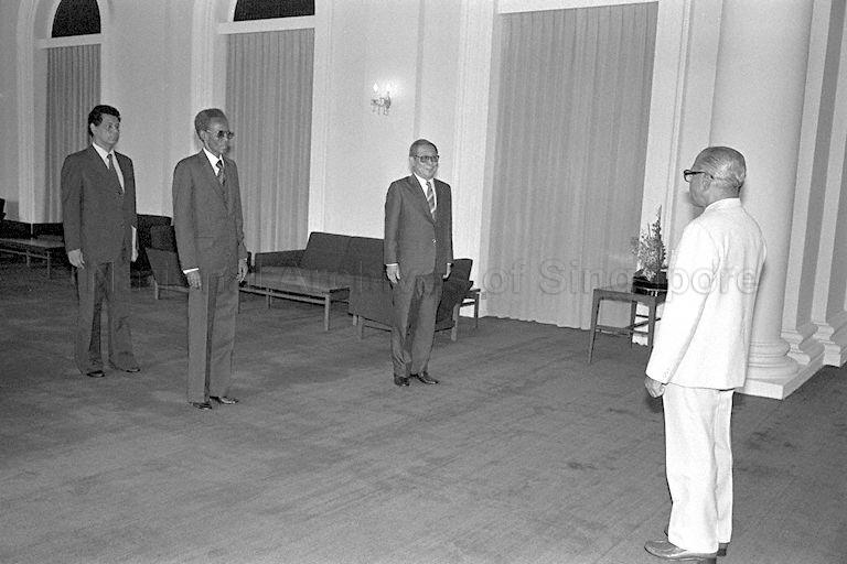 Somali Ambassador-designate Abdullahi Egal Nur presenting his credentials to President C V Devan Nair at Istana