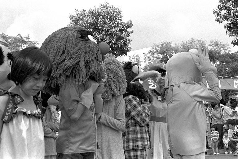 Some Muppet Show characters - Kermit the Frog, Animal and Gonzo - taking part in Chingay procession at Bukit Merah Constituency