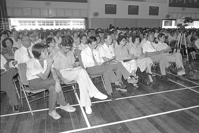 View of guests attending opening of Braddell Secondary School