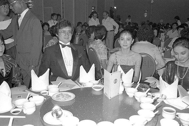 (Second from left) Taiwan celebrities Chin Hsiang (Xiang) Lin and Lin Ching Hsia at the Singapore Leprosy Relief Association's 31st anniversary charity dinner and variety show held at Dynasty Hotel