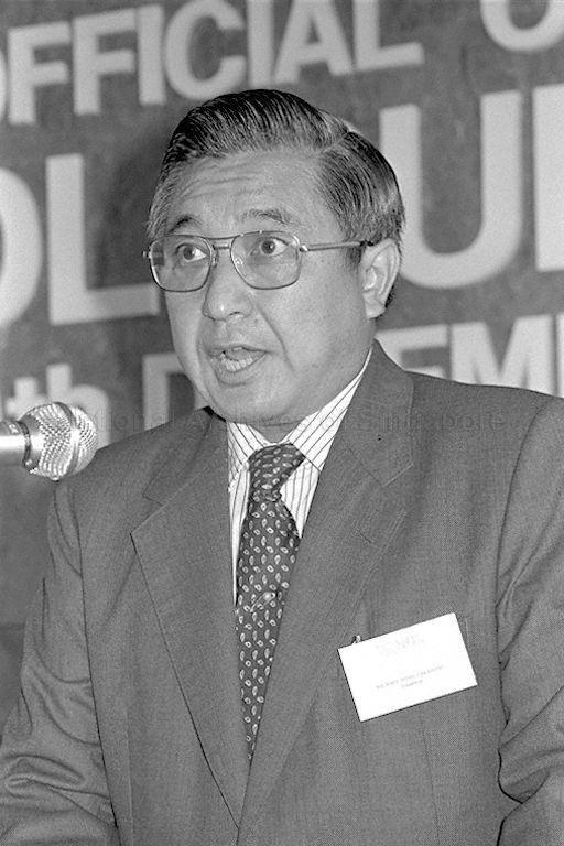 Neptune Orient Lines (NOL) Chairman Michael Wong Pakshong speaking at opening of NOL's new 26-storey building at junction of Pasir Panjang and Alexandra roads