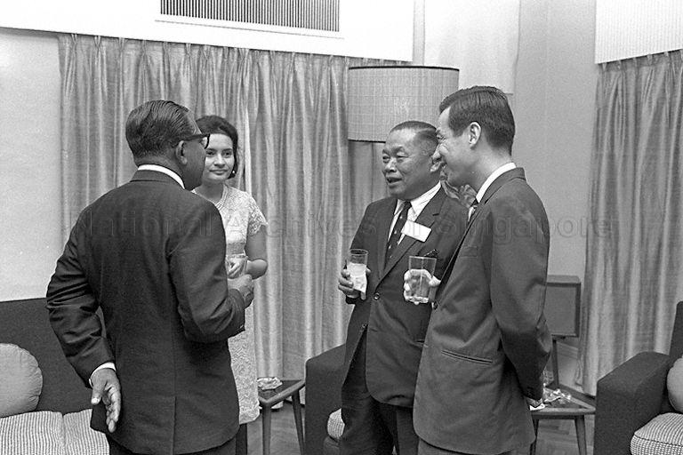 Philippines Minister of Education Carlos P Romulo (second from right) chatting with delegates at the reception for the third South-East Asian Ministers of Education Council Conference at Sri Temasek, Istana, hosted by Minister of Education Ong Pang Boon (not in picture).