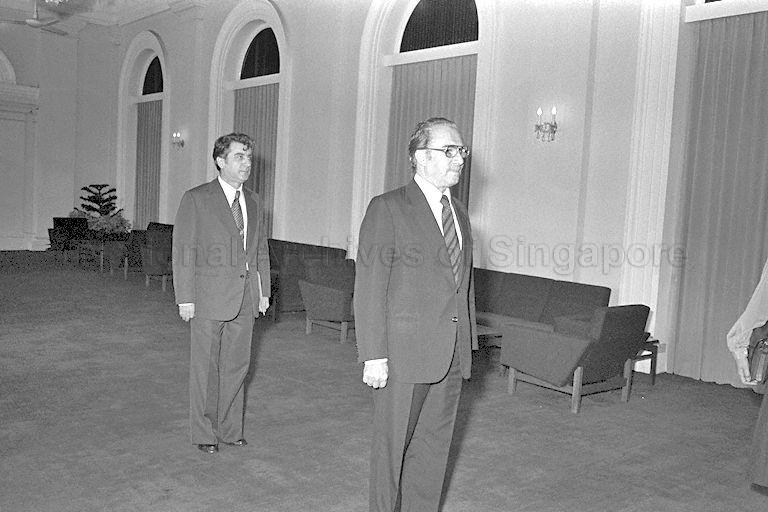 Ambassador-designate of Bulgaria to Singapore Dr Matey Karasimeonov at Istana to present credentials to President Dr Benjamin Henry Sheares