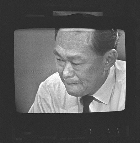 Prime Minister Lee Kuan Yew speaking over television on Singapore's separation from Malaysia