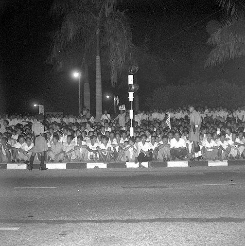 Crowd waiting for results at Singapore's first election
