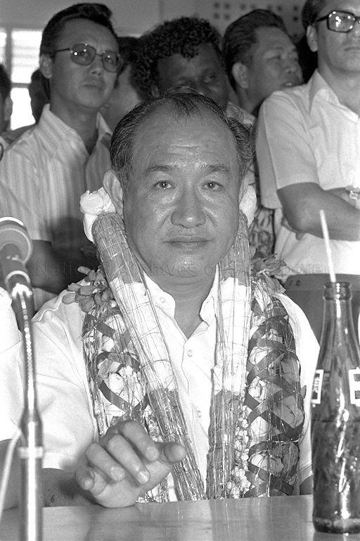 Candidate for Potong Pasir Howe Yoon Chong at a press conference after all the seven People's Action Party (PAP) candidates had filed their nomination forms at Victoria School