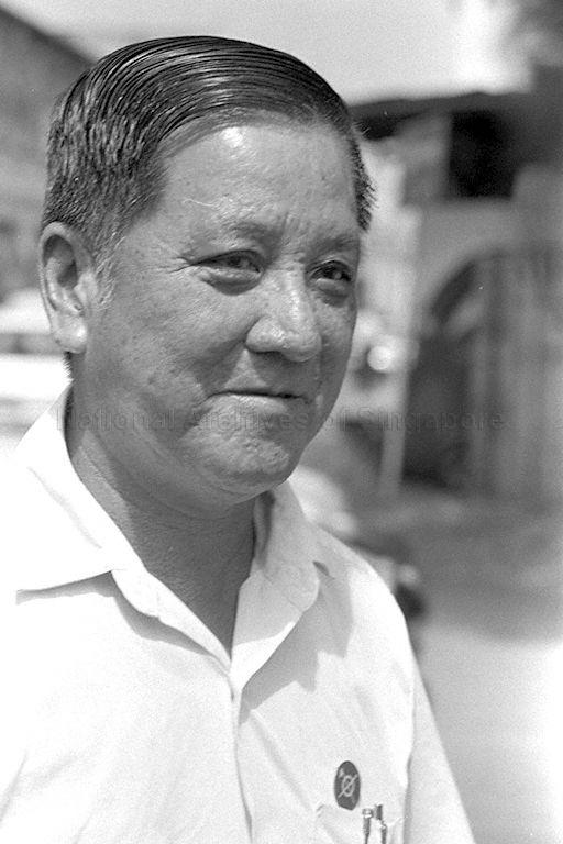Head and shoulders portrait of United Front candidate for Geylang West Lim Tiong Hock arriving at nomination centre in Victoria School to file his papers on nomination day of by-elections for Anson, Geylang West, Mountbatten, Nee Soon, Potong Pasir, Sembawang and Telok Blangah