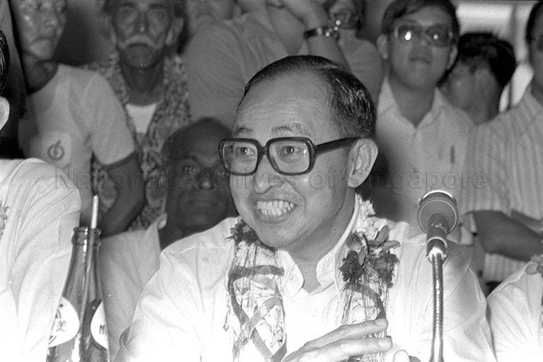 Geylang West candidate Teh Cheang Wan at a press conference after all the seven People's Action Party (PAP) candidates had filed their nomination forms at Victoria School