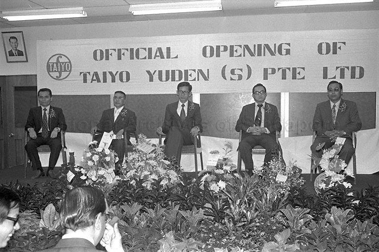 Member of Parliament (Nee Soon) Dr Koh Lip Lin (centre) at the official opening of Taiyo Yuden (Singapore) Private Limited in Jurong. On his right is President of Taiyo Yuden Group, Hikohachi Sato. &nbsp;A leading producer of electronic components in Japan, the Singapore plant will specialise in the manufacturing of ceramic capacitors and Ferrite Cores for Intermediate Frequency Transformers (IFTs).