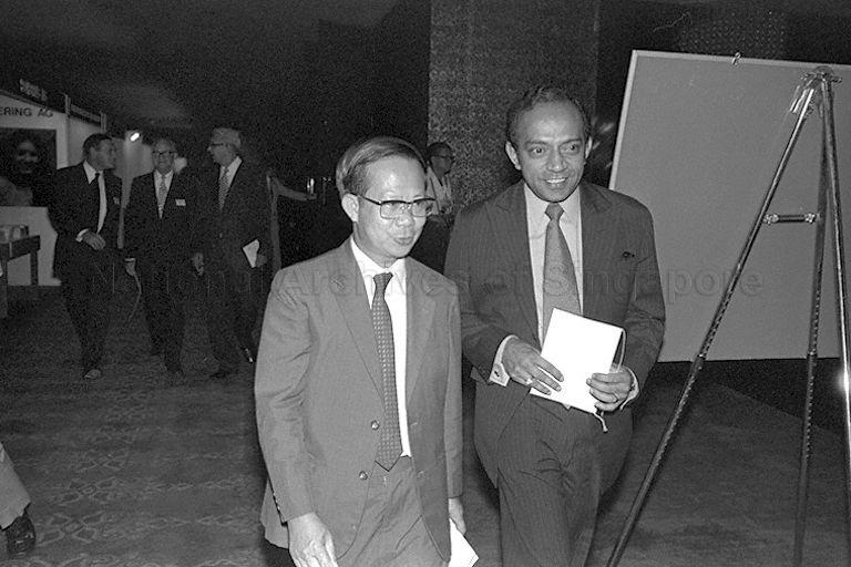 Minister for Health Dr Toh Chin Chye with Professor S S Ratnam at opening of the four-day Asian Federation of Obstetrics and Gynaecology First Inter-Congress held at Singapore Hilton