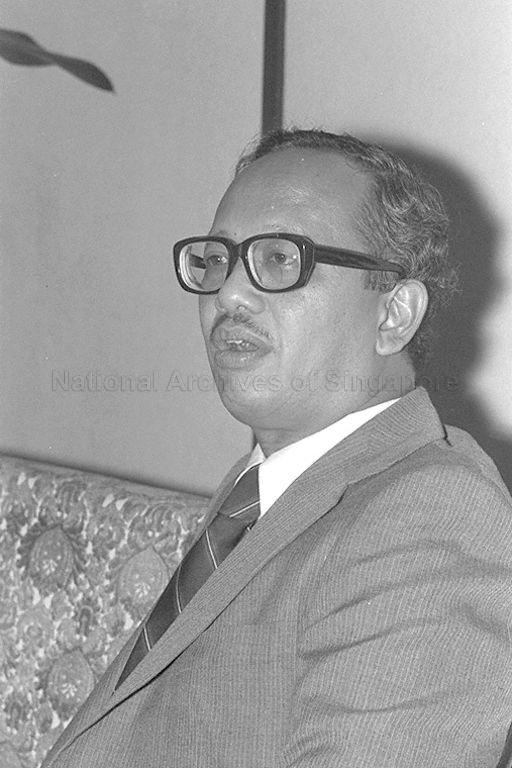 Indonesian Minister of Justice Dr Mochtar Kusumaatmadja arriving at Paya Lebar airport for a three-day visit to discuss legal systems and procedures with his Singapore hosts