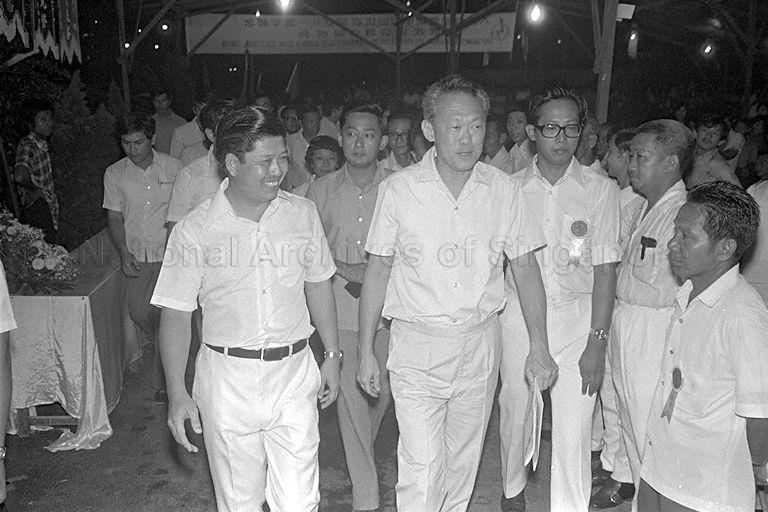 Prime Minister Lee Kuan Yew arriving for People's Action Party (PAP) Thomson Branch's 21st anniversary celebration