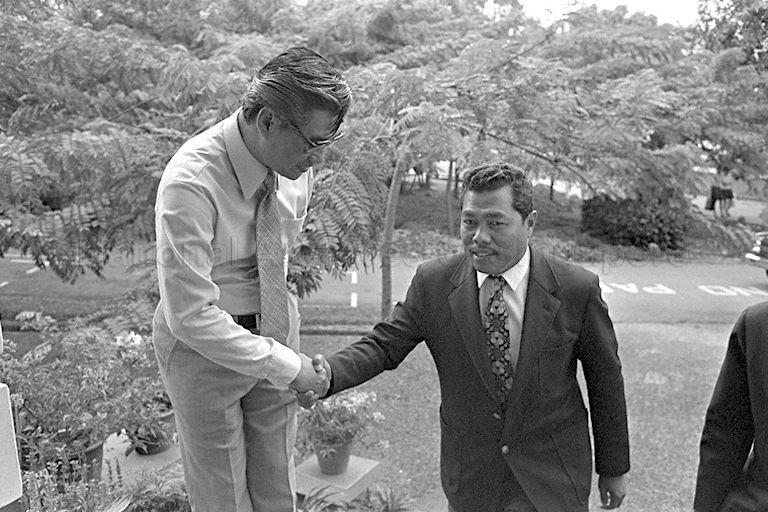 Senior Parliamentary Secretary to Ministry of Culture and Member of Parliament for Kampong Chai Chee, Haji Sha'ari bin Tadin, arriving at National Museum to open the exhibition of six French masters of photography
