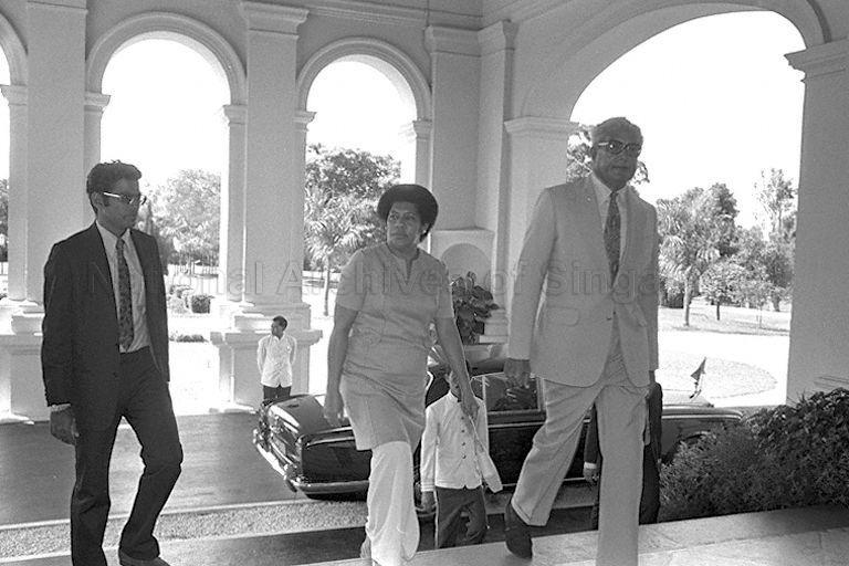 Prime Minister of Fiji Ratu Sir Kamisese Mara and his wife, Lady Ro Lala Mara, arriving at Istana to pay courtesy call on President Dr Benjamin Henry Sheares