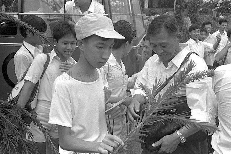 Kwangchow Acrobatic Troupe of China visiting the Coralarium on Sentosa island