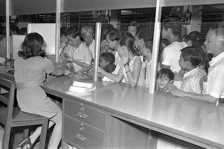 Residents at Toa Payoh Central Post Office at Block 187, Toa Payoh Lorong 6, on its opening. It was declared opened by Minister of State for Communications Dr Ang Kok Peng (not in picture).