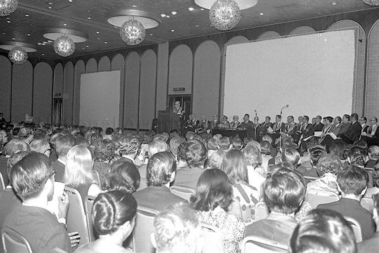 View of opening of the Royal Australasian College of Surgeons' 46th General Scientific Meeting at Shangri-La Hotel where Prime Minister Lee Kuan Yew delivered the Syme Oration and was awarded the Honorary Fellowship of the Royal Australasian College of Surgeons
