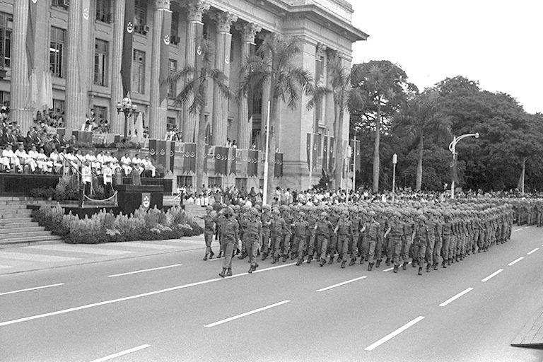 National Day Parade 1973 at the Padang -- Marchpast by the Singapore Armed Forces