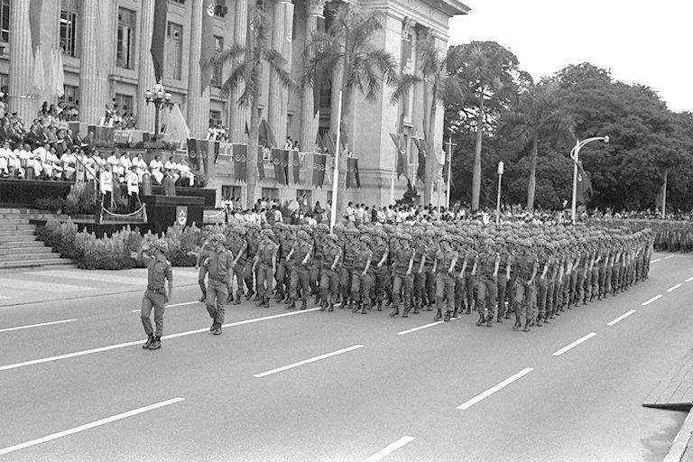 National Day Parade 1973 at the Padang -- Marchpast by the Singapore Armed Forces