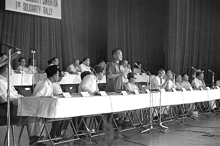 Chairman of Machinda Party of Sarawak Michael Buma speaking during Malaysian Solidarity Convention held at National Theatre